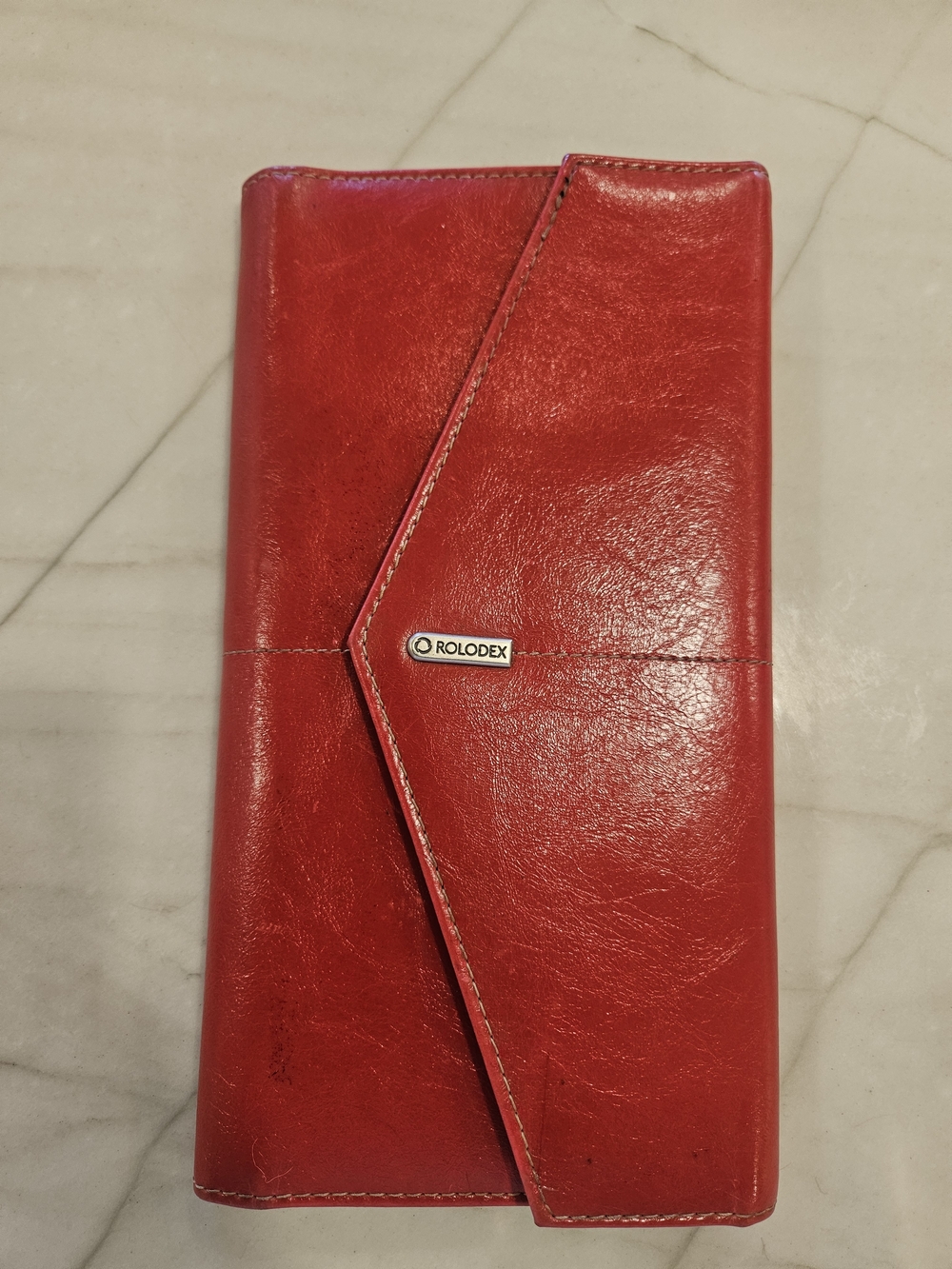 Rolodex Red Leather Organizer Wallet with Envelope Flap